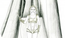 Drawing of Limor Fried dressed as the robot from Fritz Lang's MEtropolis