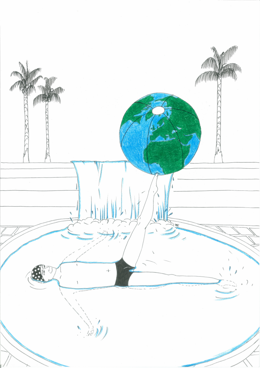 Tim Berners-Lee drawn by Judith Carnaby for the 2013 Open Source Calendar Swimsuit Edition